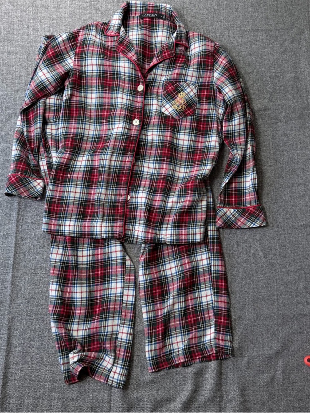 Ralph Lauren Red and White Plaid Kids Pajama Set